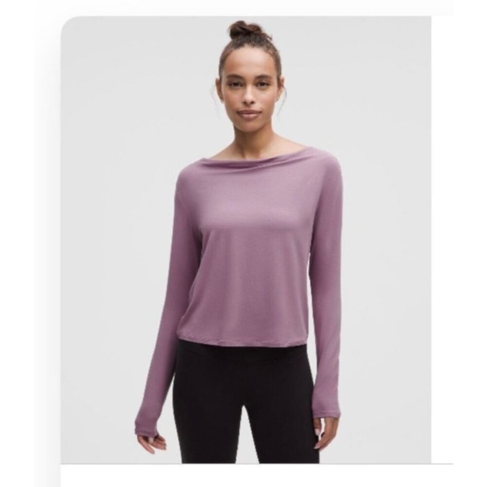 Lululemon Modal-Silk Cowl Neck Long Sleeve Lavender Lux Purple Top LW3JG1S M